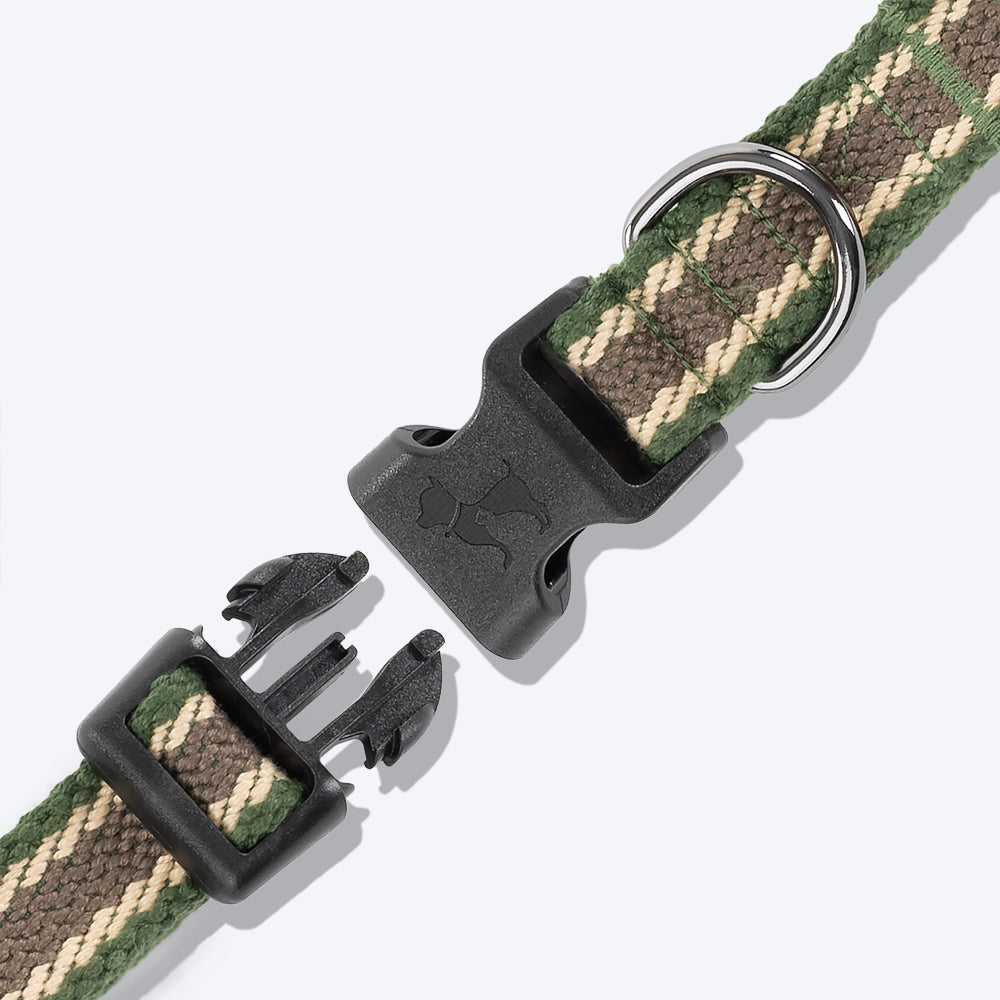HUFT Olive Odyssey Dog Collar - Olive Green & Beige - Heads Up For Tails