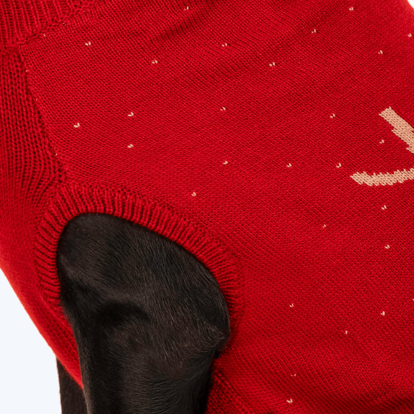 HUFT Merry Moose Sweater For Dogs - Red - Heads Up For Tails