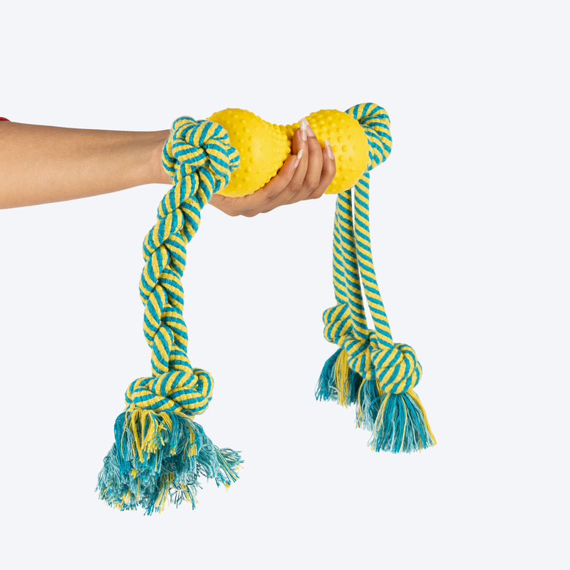 HUFT Tuggables Silly Strings Rope Toy For Dog - Blue & Yellow - Heads Up For Tails