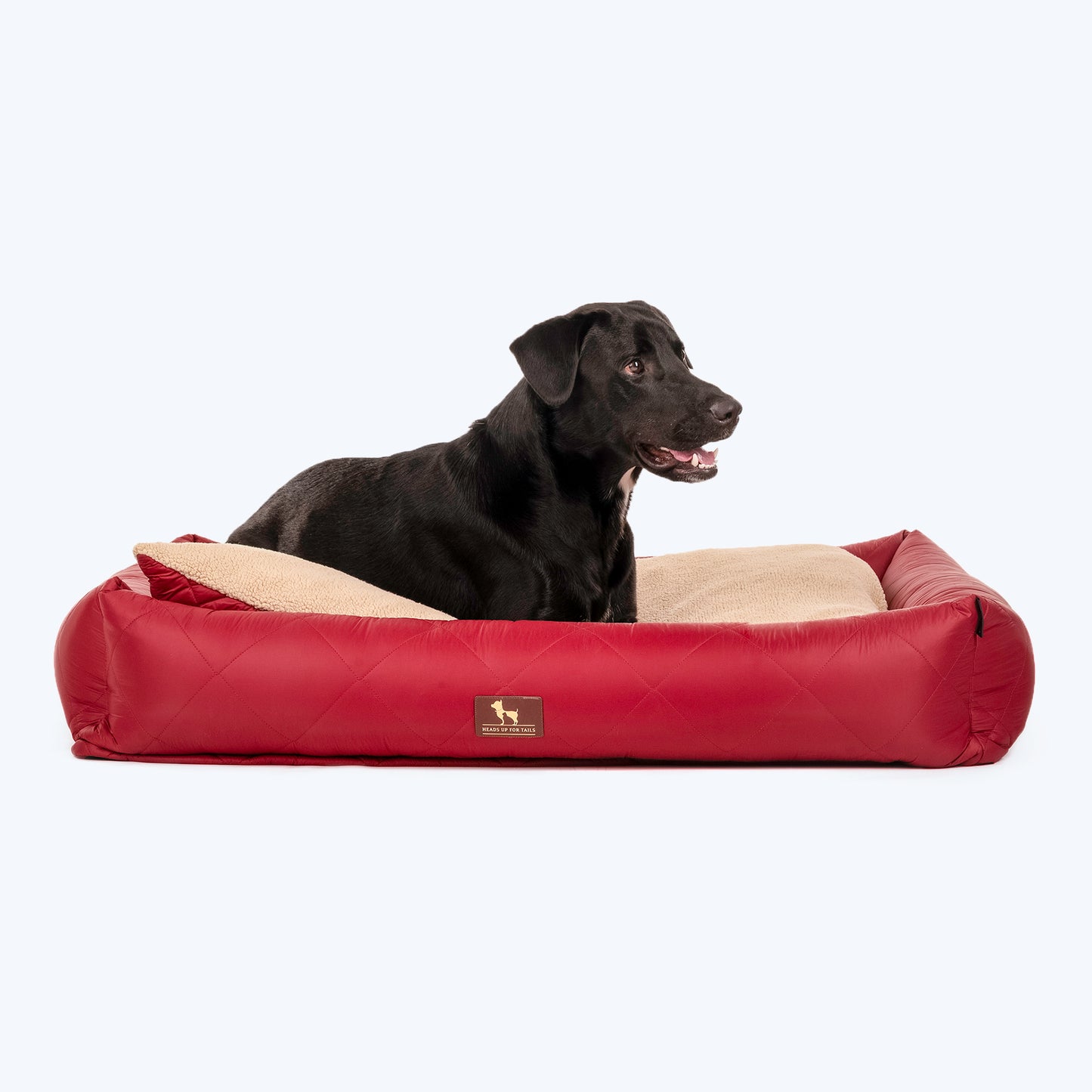 HUFT Fluff & Puff Quilted Lounger Bed For Dog - Maroon - Heads Up For Tails