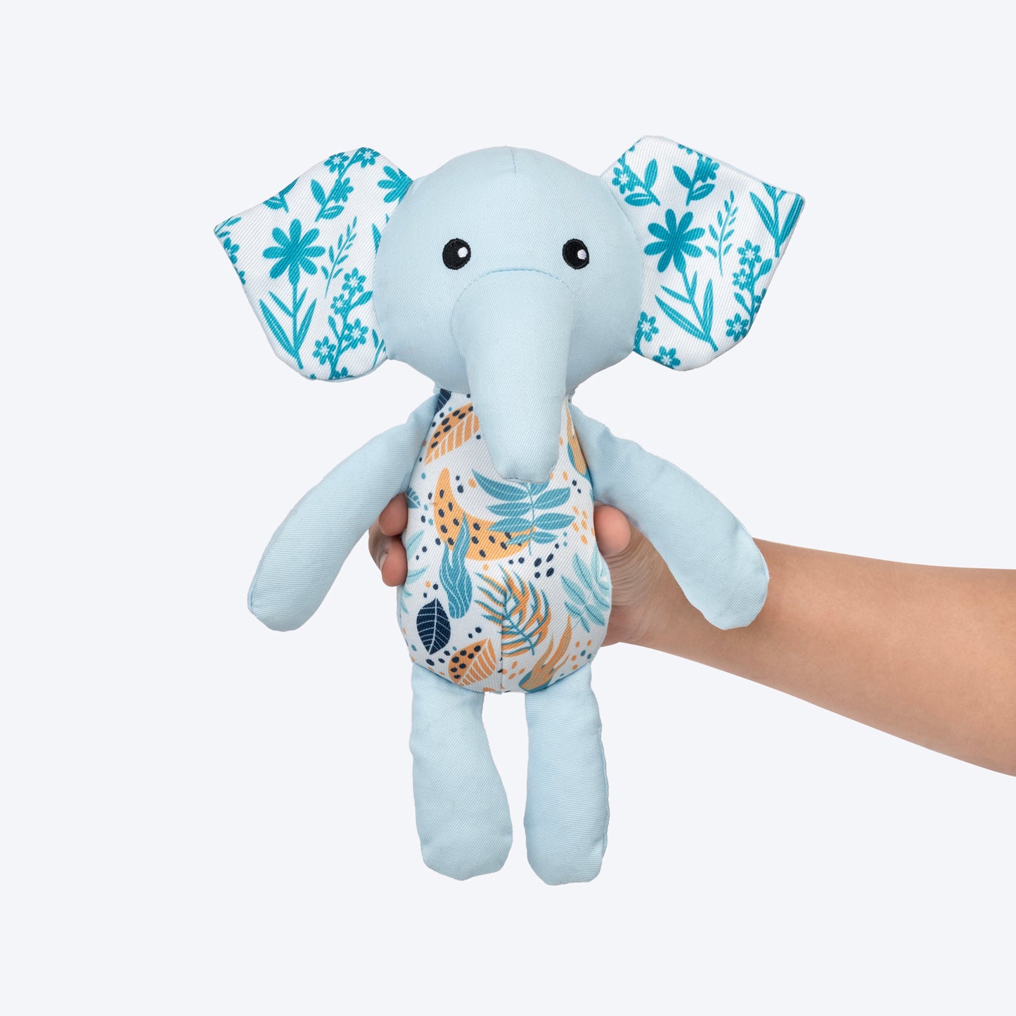 HUFT Elle The Elephant Squeaky Toy For Puppies - Light Blue - Heads Up For Tails