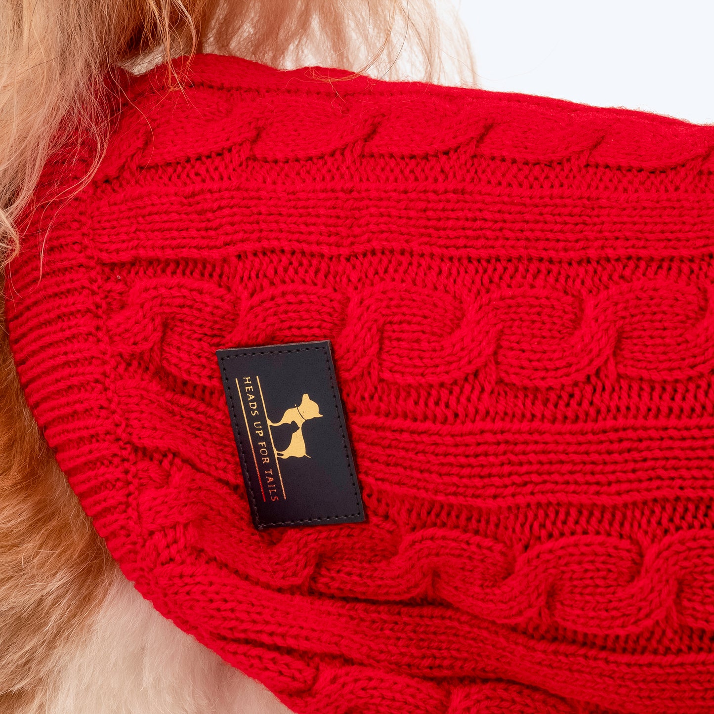 HUFT Cable Knit Sweater For Dog - Red - Heads Up For Tails