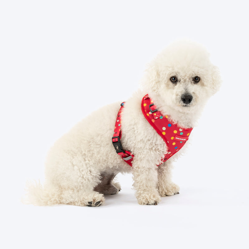 HUFT Polka Play Adjustable Harness For Dog - Red - Heads Up For Tails
