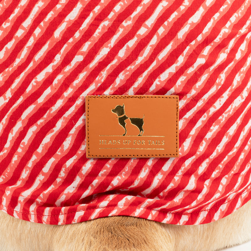 HUFT Pawdhani Leheriya Kurta For Dog - Red - Heads Up For Tails