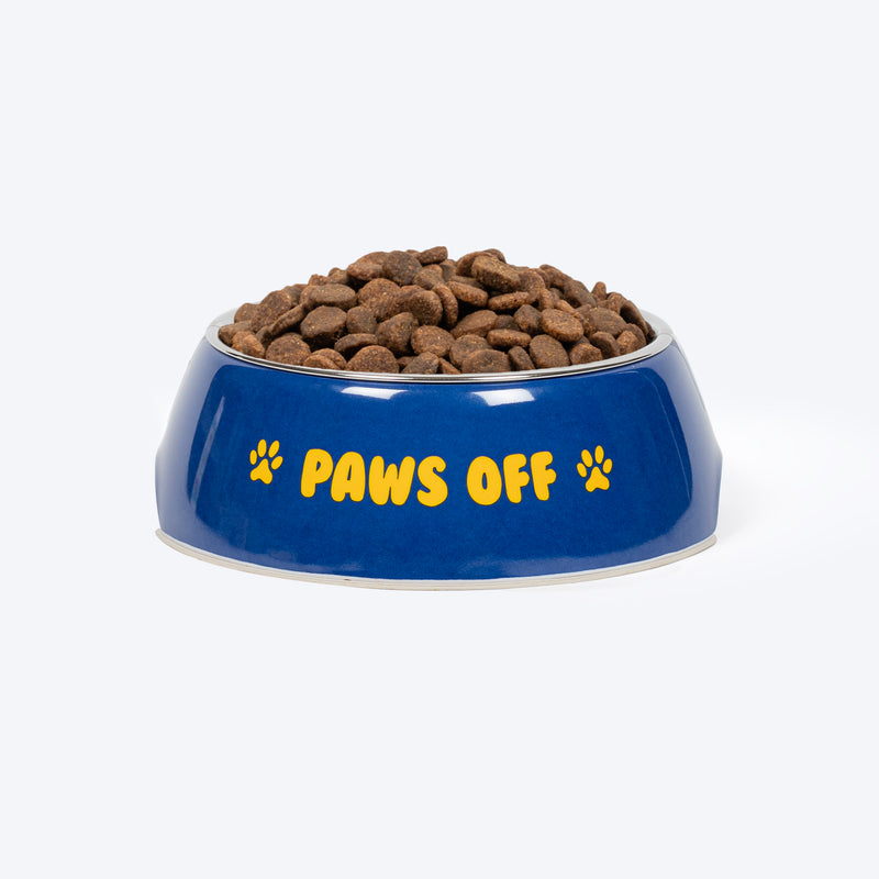 HUFT Paws Off Printed Melamine Bowl for Dogs - Blue - Heads Up For Tails
