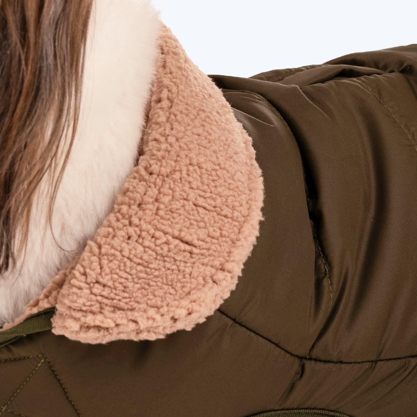 HUFT Wintersong Fur Jacket For Dog - Khaki Green - Heads Up For Tails