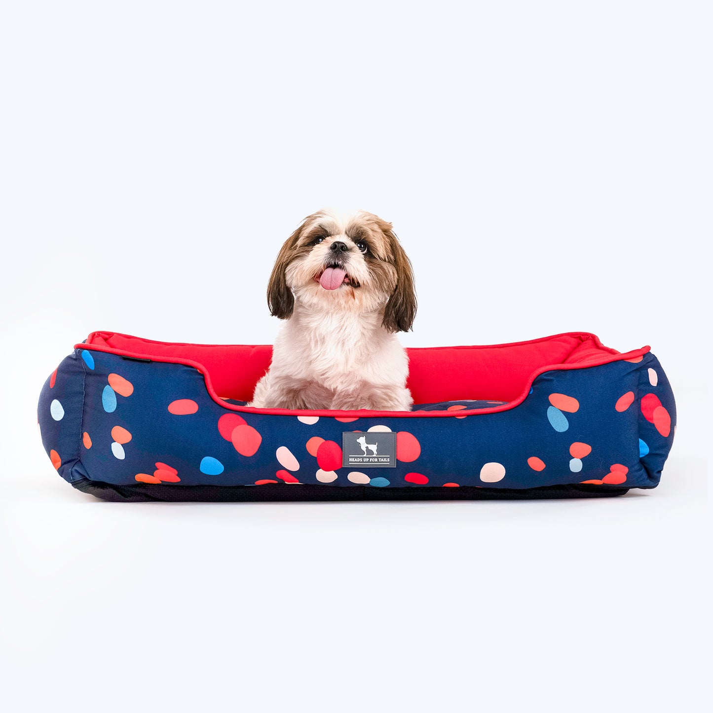 HUFT Colour Pop Personalised Lounger Bed For Dog - Navy Blue - Heads Up For Tails