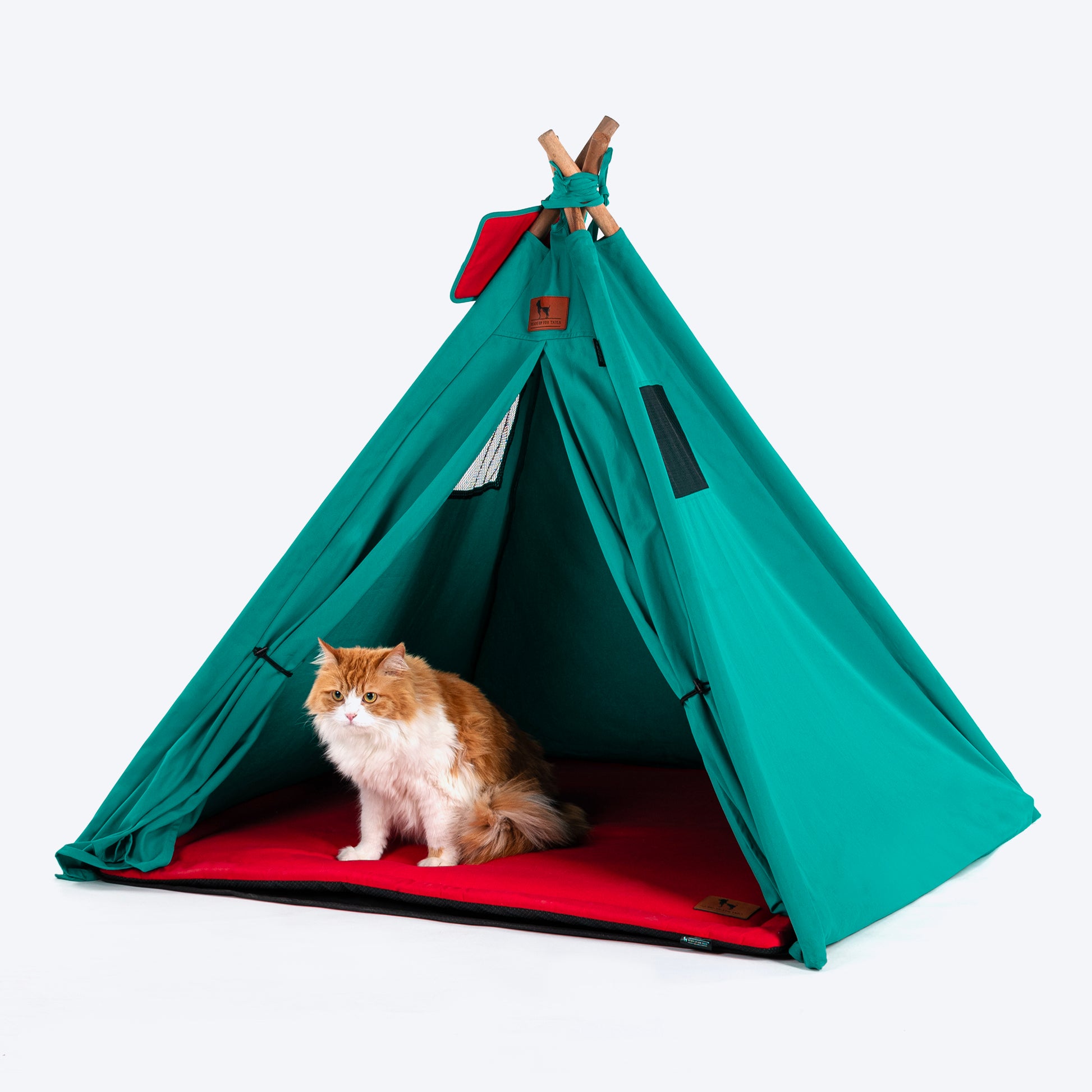 HUFT Personalised Teepee Tent For Dogs and Cats - Dynasty Green & Red - Heads Up For Tails