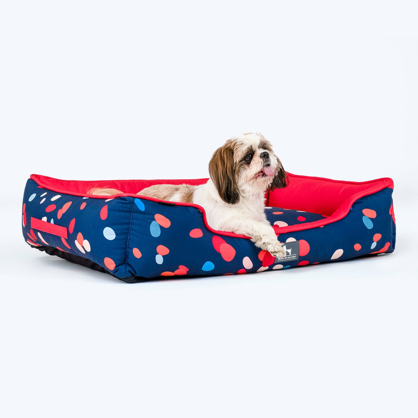 HUFT Colour Pop Personalised Lounger Bed For Dog - Navy Blue - Heads Up For Tails