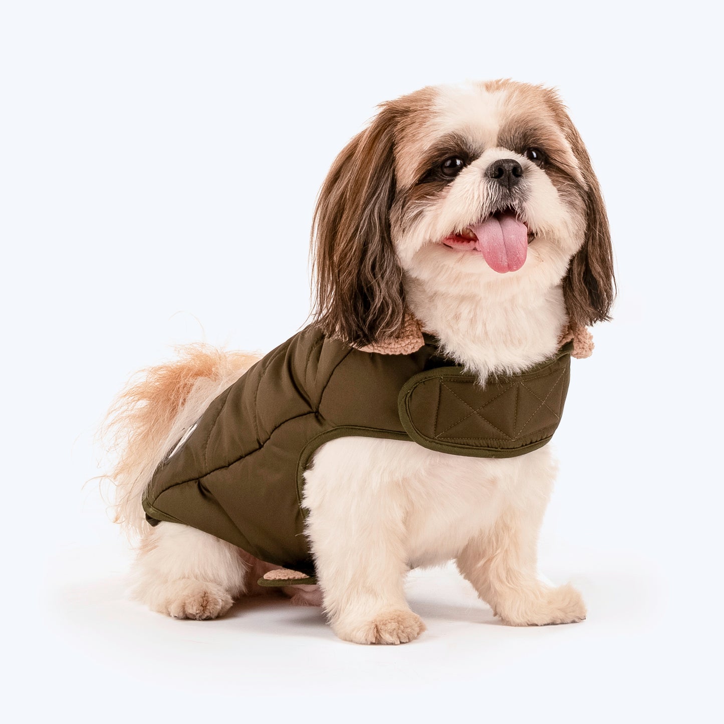 HUFT Wintersong Fur Jacket For Dog - Khaki Green - Heads Up For Tails
