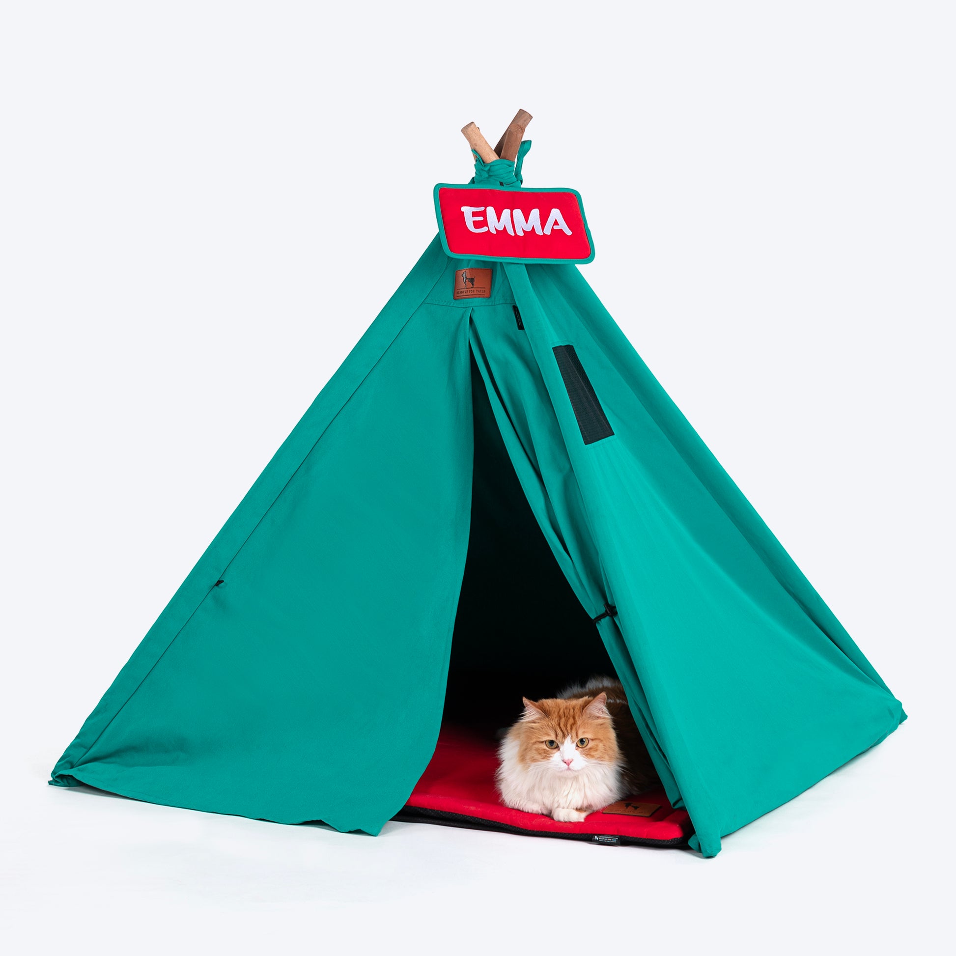 HUFT Personalised Teepee Tent For Dogs and Cats - Dynasty Green & Red - Heads Up For Tails