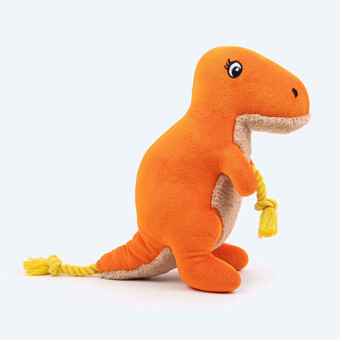 HUFT Plushosaurus Rex Squeaky Cuddle Plush Toy For Dog - Orange - Heads Up For Tails