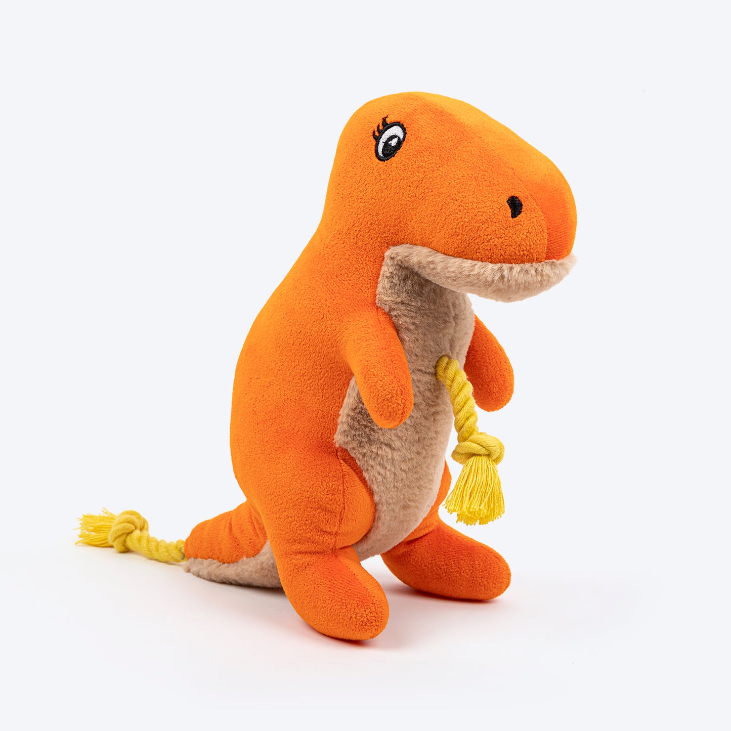 HUFT Plushosaurus Rex Squeaky Cuddle Plush Toy For Dog - Orange - Heads Up For Tails