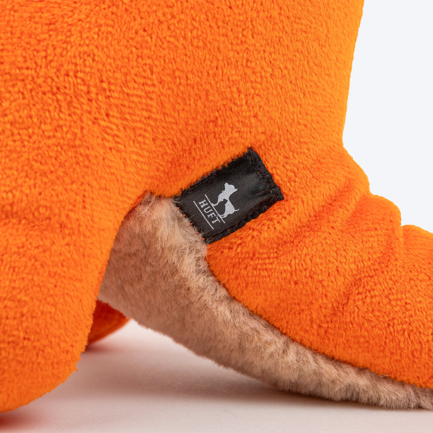 HUFT Plushosaurus Rex Squeaky Cuddle Plush Toy For Dog - Orange - Heads Up For Tails