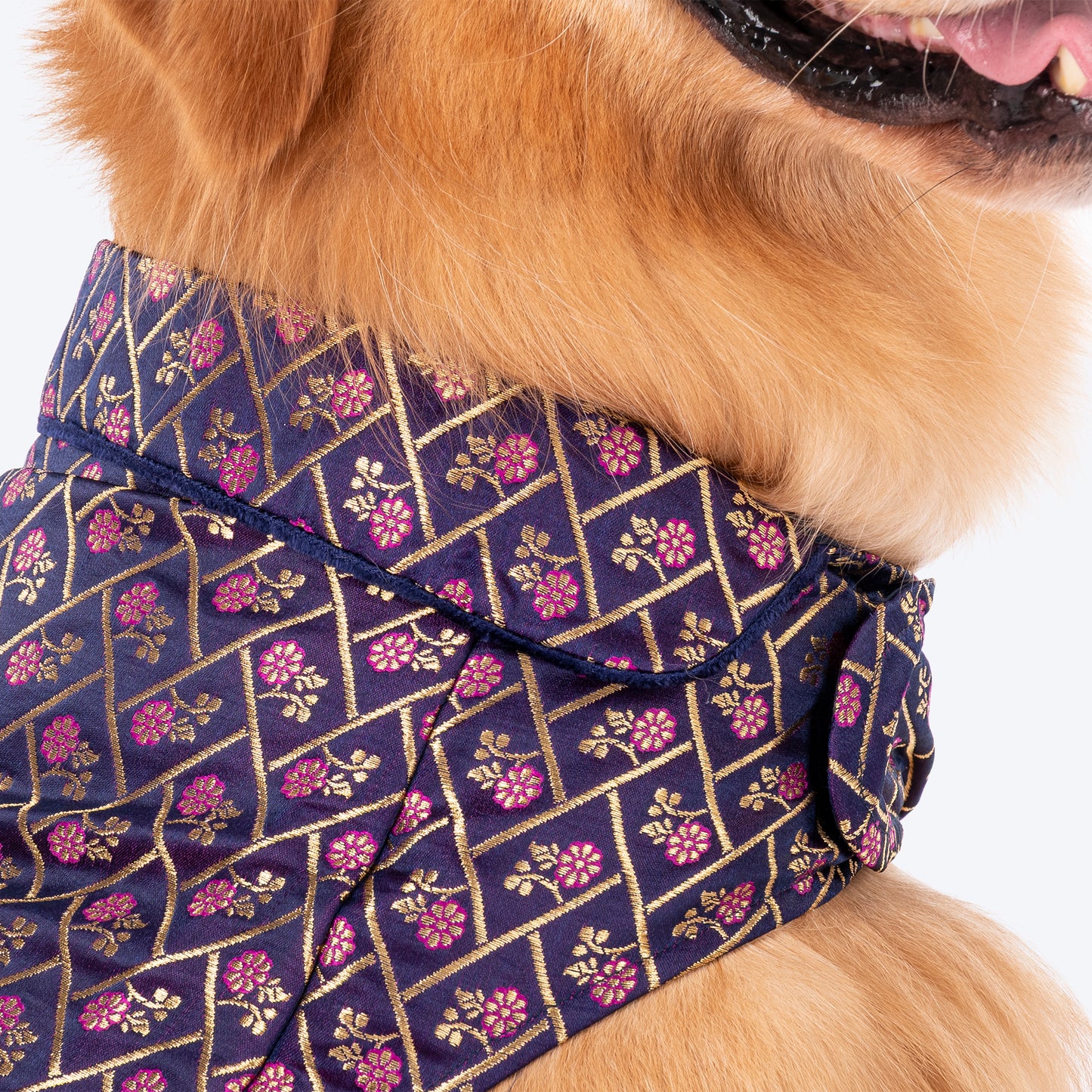 HUFT Petals & Pyaar Brocade Sherwani For Dog - Navy Blue - Heads Up For Tails