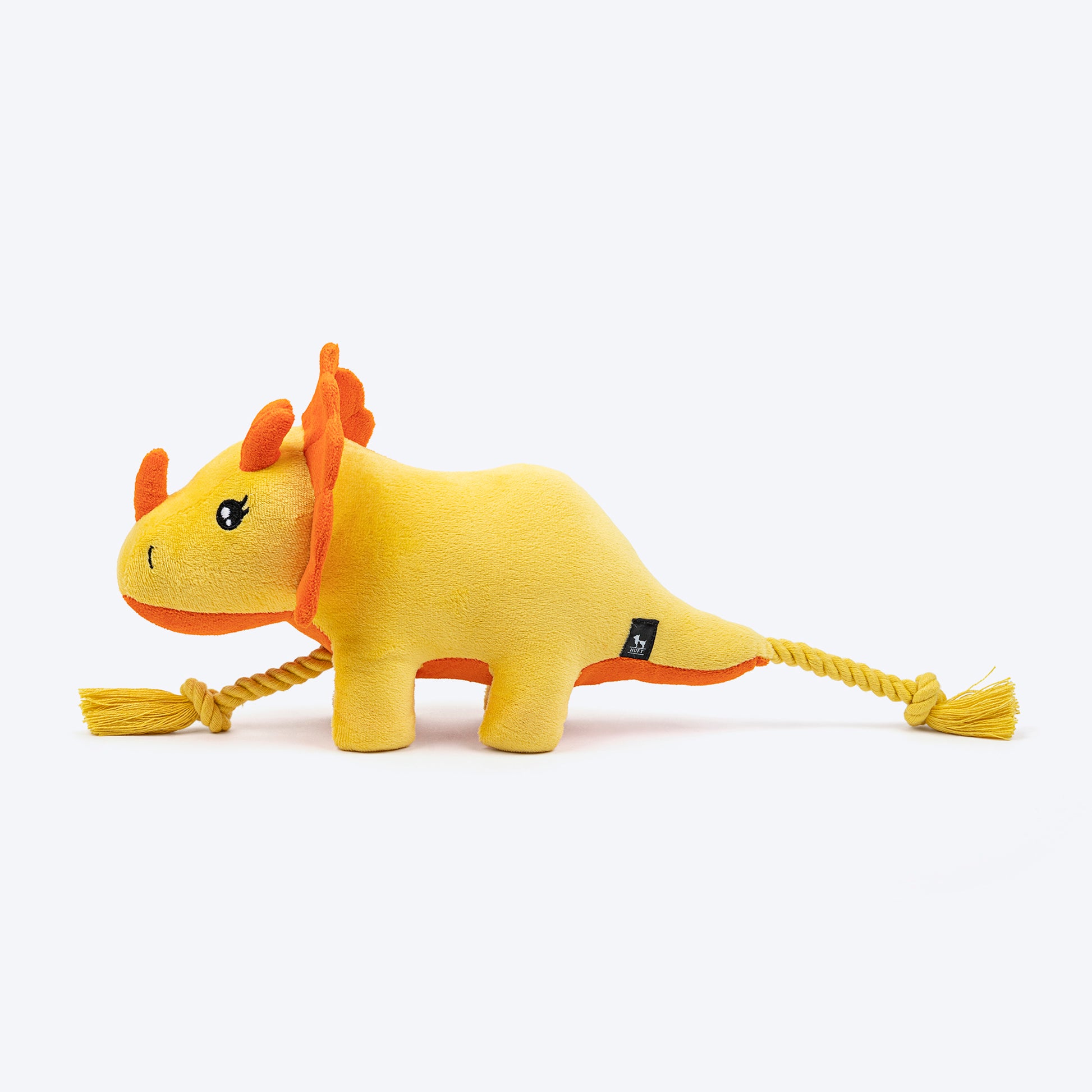 HUFT Triceratoopsie Squeaky Plush Toy For Dog - Yellow - Heads Up For Tails