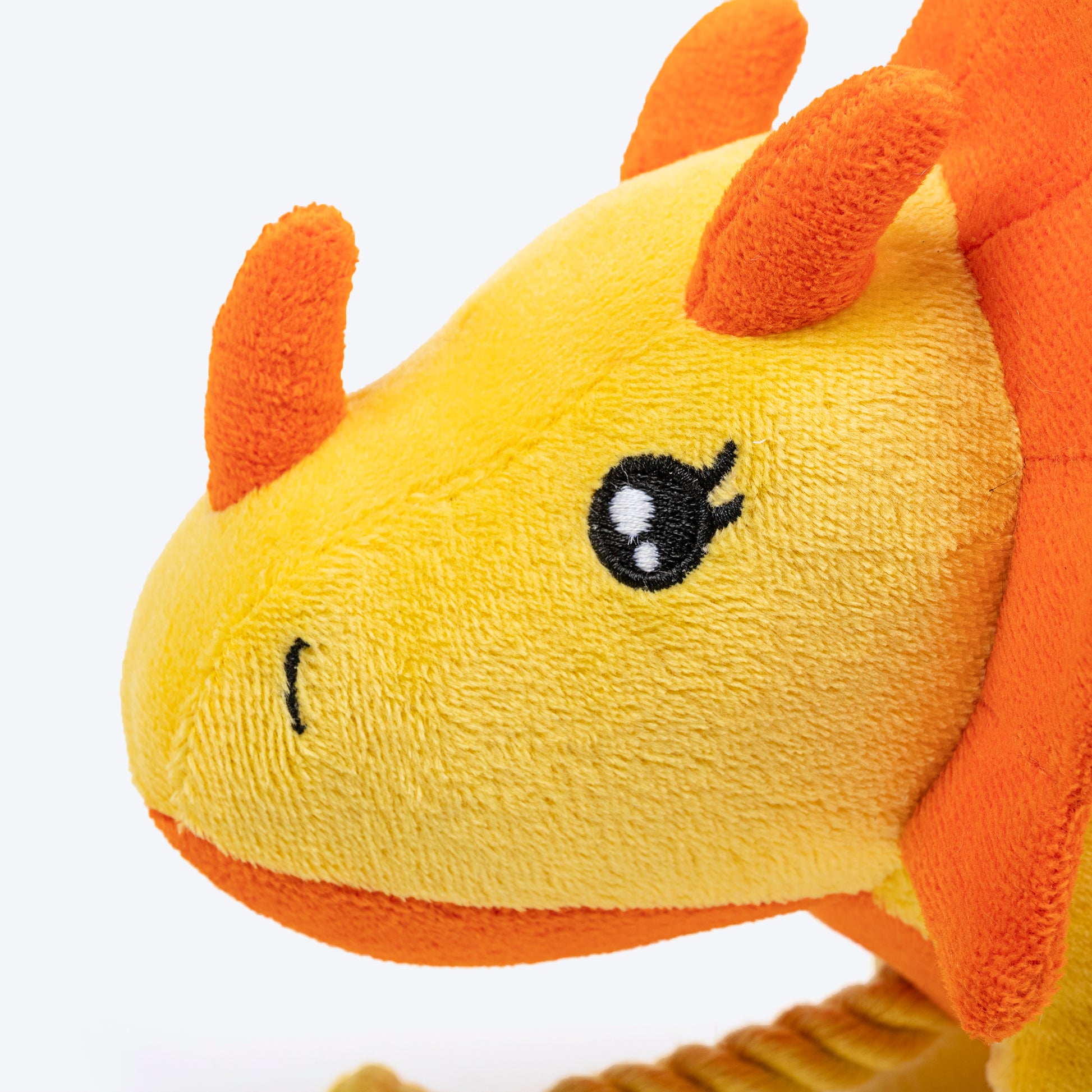 HUFT Triceratoopsie Squeaky Plush Toy For Dog - Yellow - Heads Up For Tails