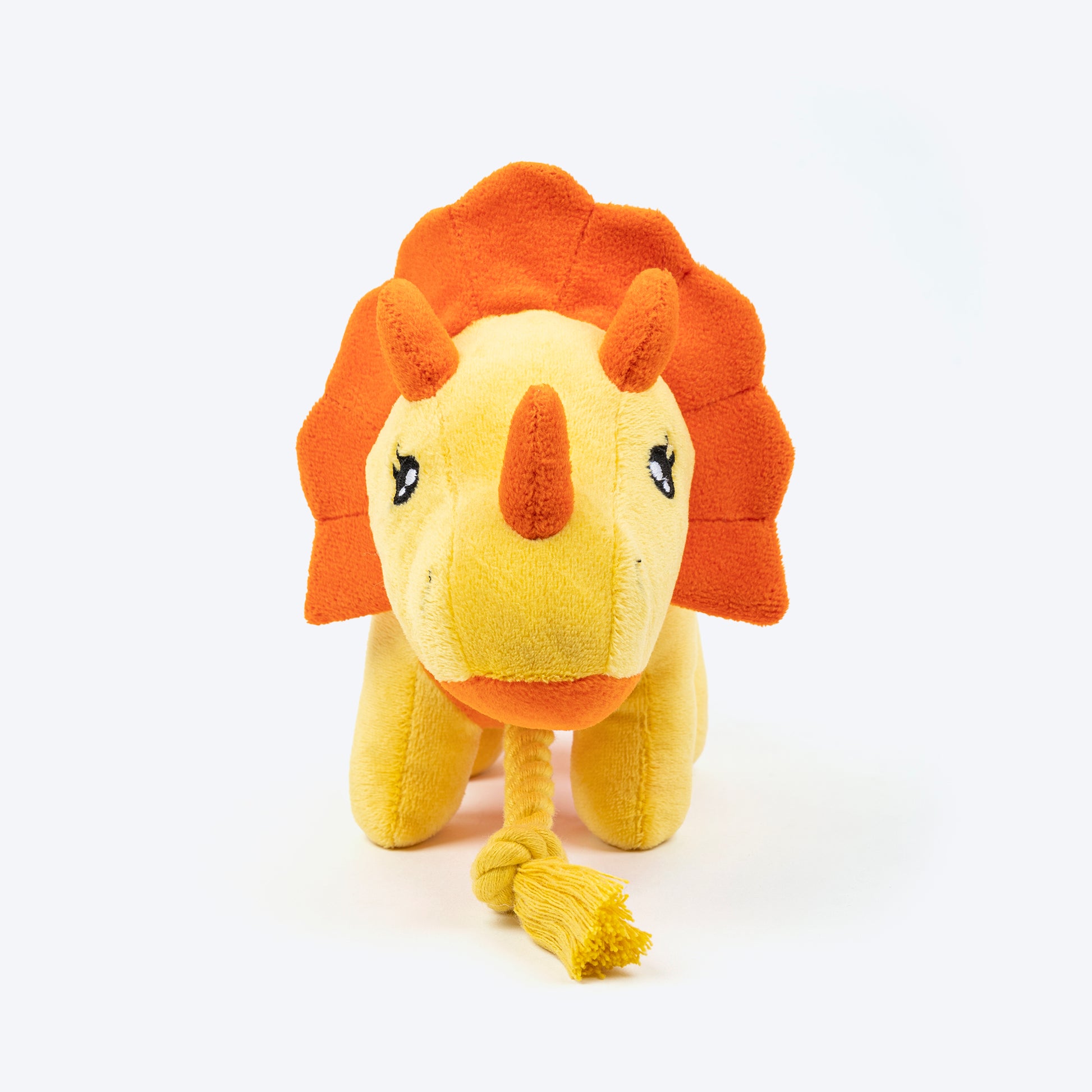 HUFT Triceratoopsie Squeaky Plush Toy For Dog - Yellow - Heads Up For Tails