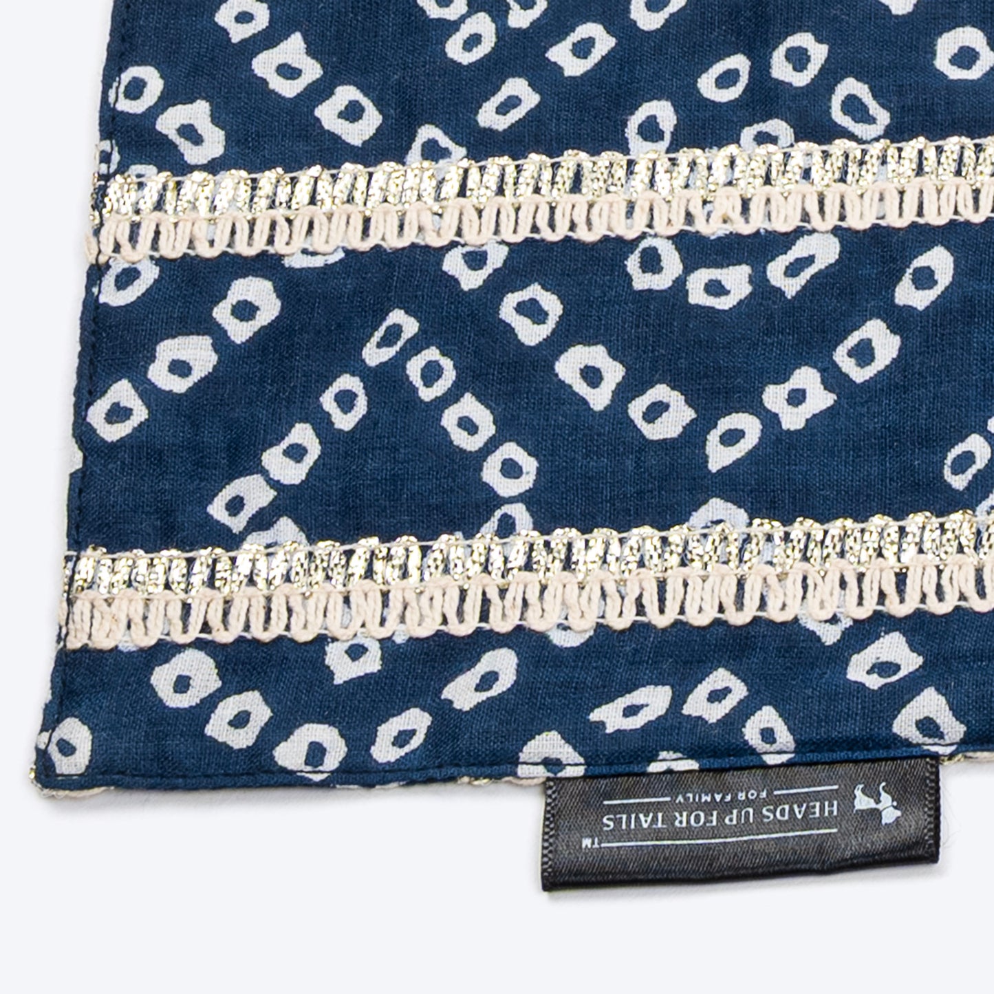 HUFT Bandhani Bandhan Knot Bandana For Dog - Indigo Blue - Heads Up For Tails