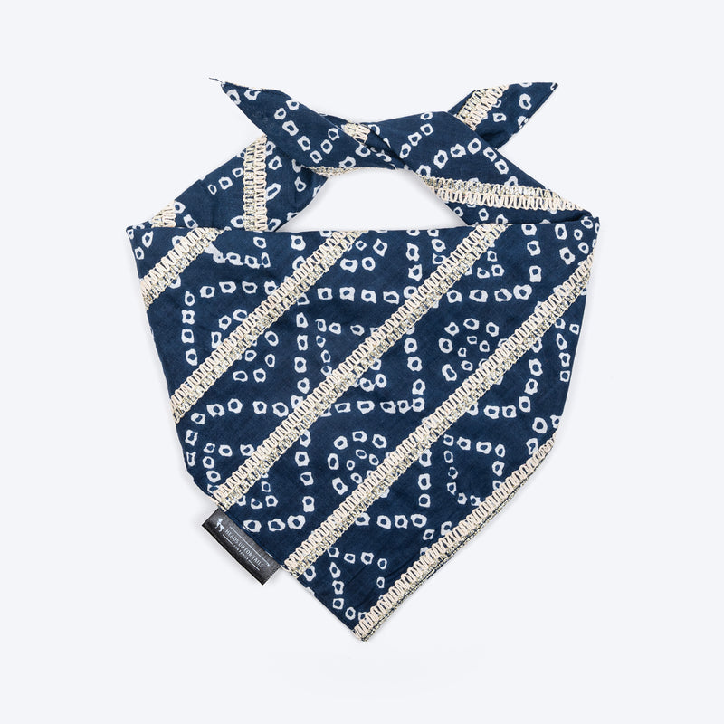 HUFT Bandhani Bandhan Knot Bandana For Dog - Indigo Blue - Heads Up For Tails