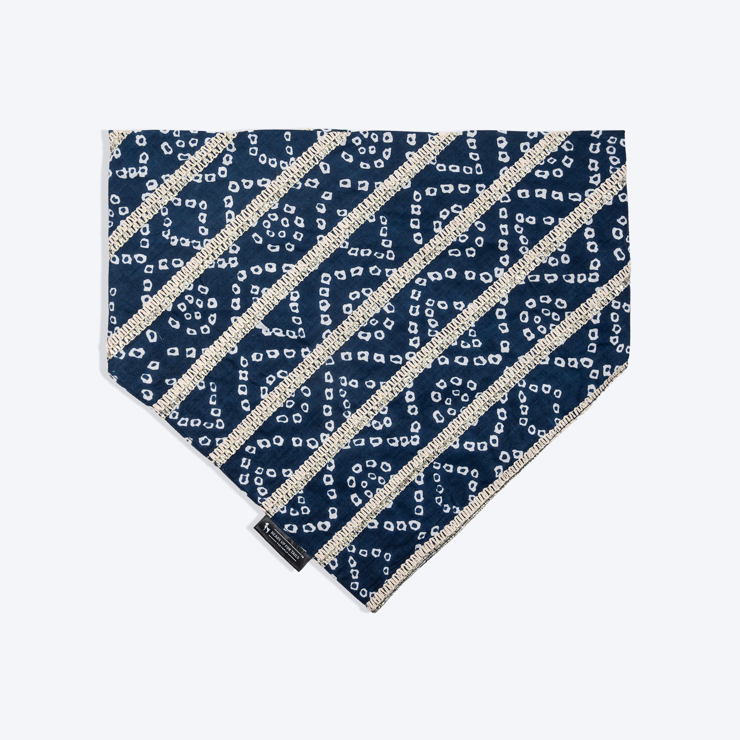 HUFT Bandhani Bandhan Knot Bandana For Dog - Indigo Blue - Heads Up For Tails