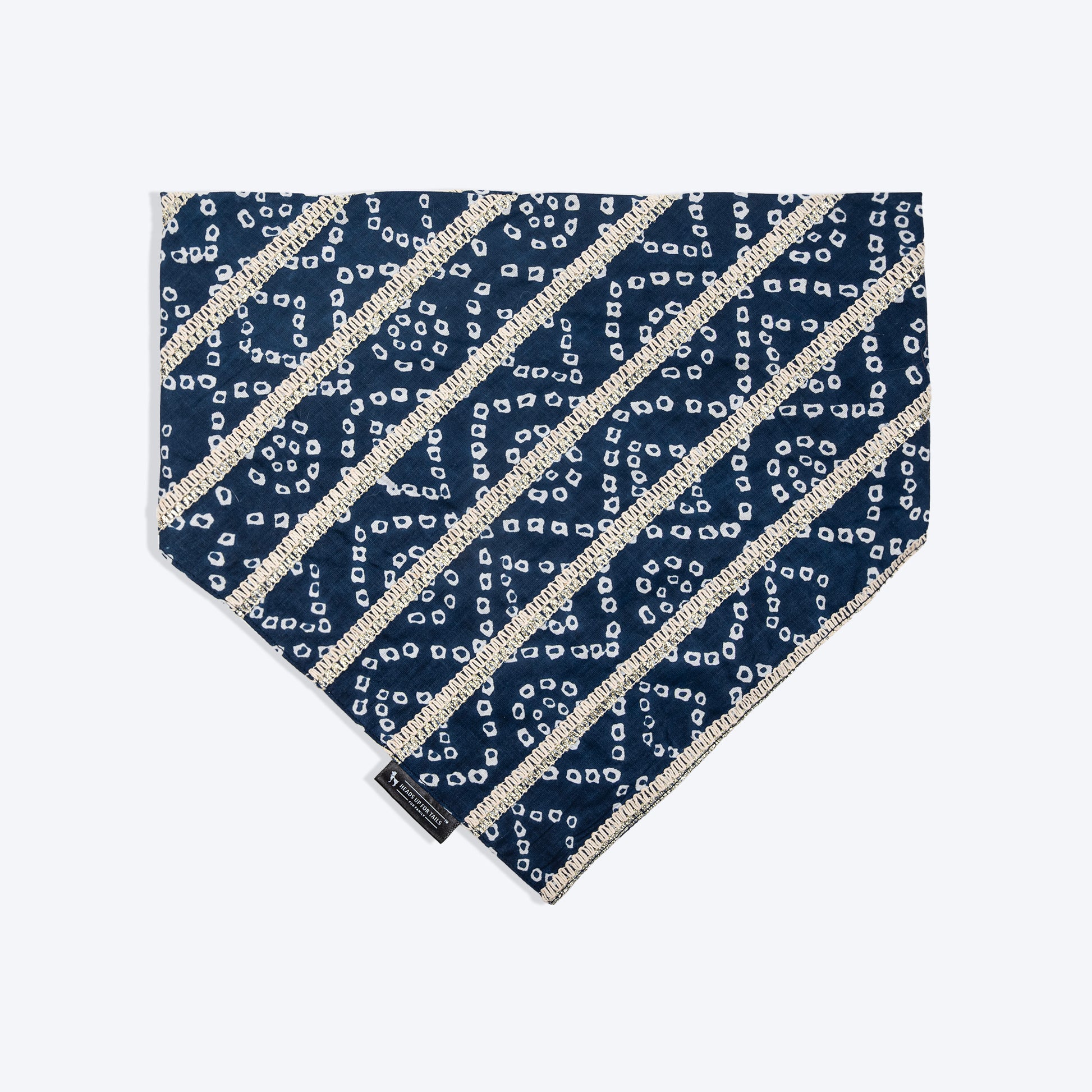 HUFT Bandhani Bandhan Knot Bandana For Dog - Indigo Blue - Heads Up For Tails