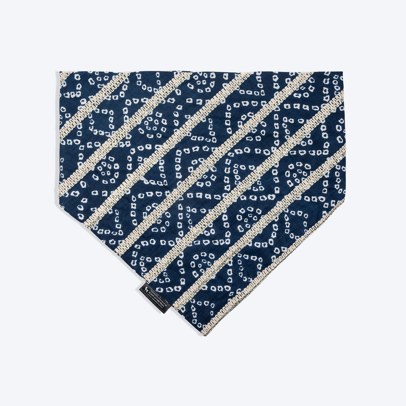 HUFT Bandhani Bandhan Knot Bandana For Dog - Indigo Blue - Heads Up For Tails
