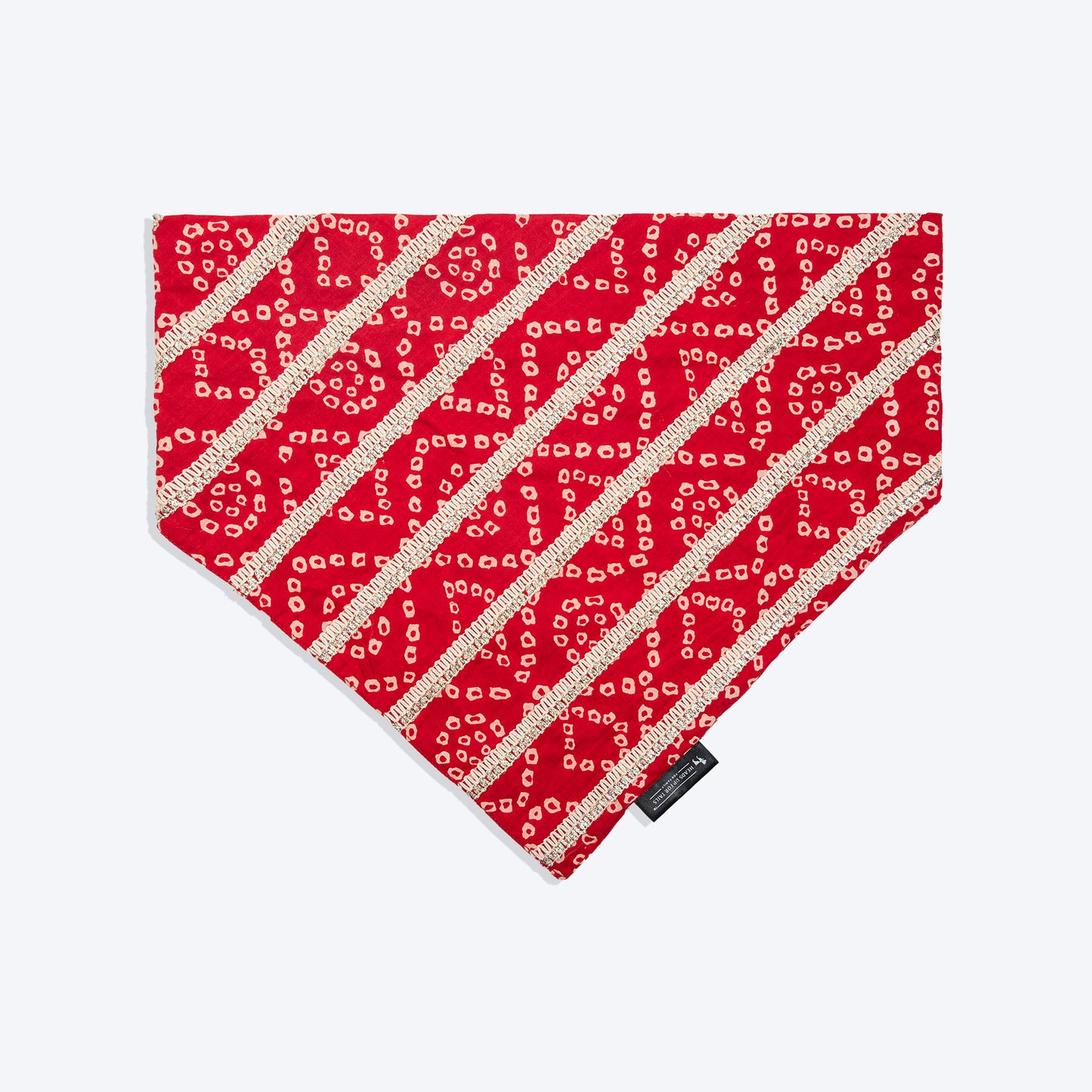 HUFT Bandhani Bandhan Knot Bandana For Dog - Red - Heads Up For Tails