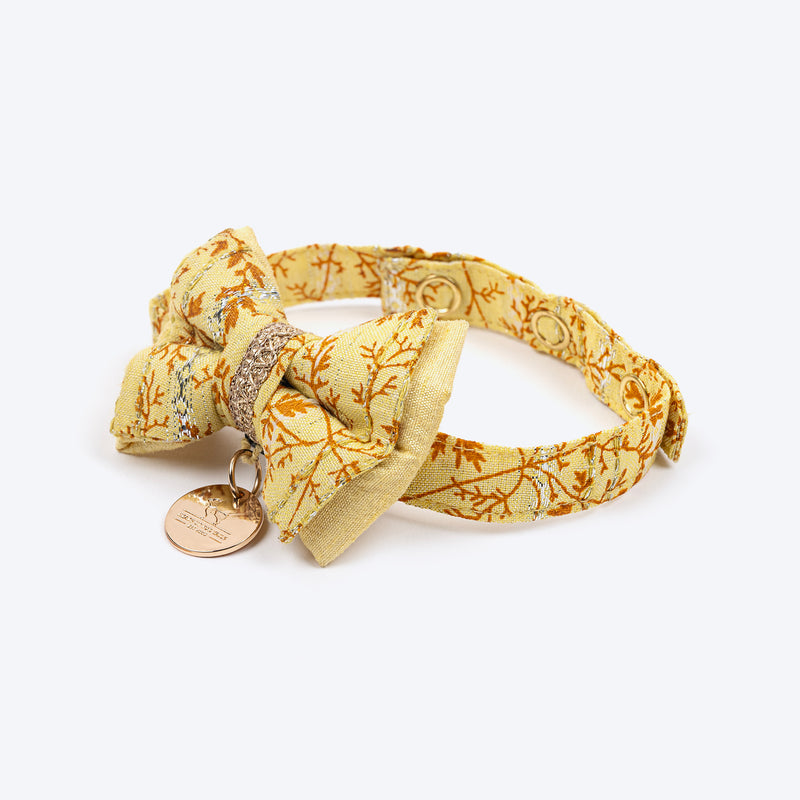 HUFT Desi Bloom Bow Tie With Strap For Cat - Yellow - Heads Up For Tails
