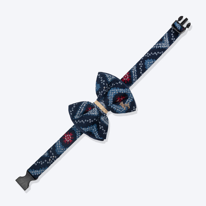 HUFT Rang Riwaz Bow Tie With Strap For Dog - Blue - Heads Up For Tails