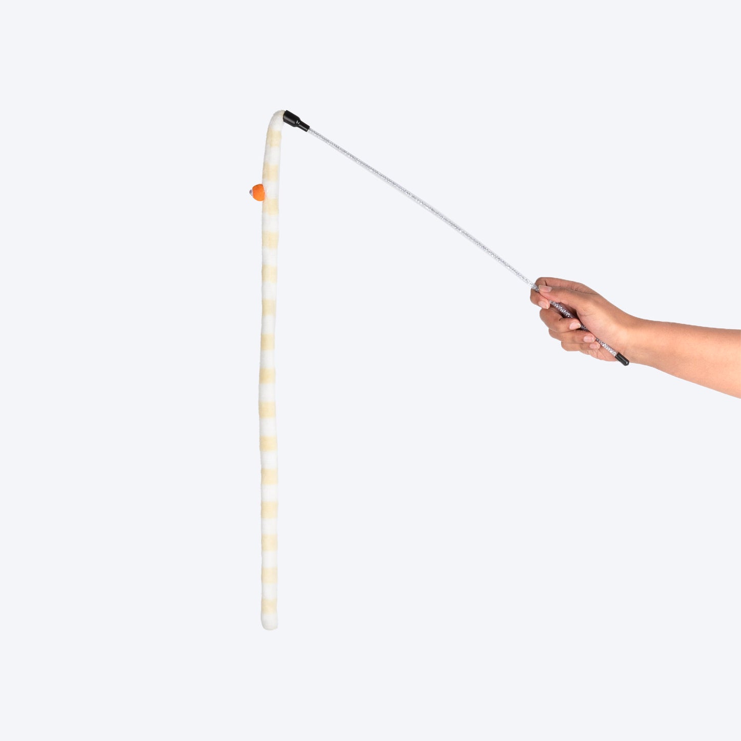 TLC Wiggly Worm Wand Toy For Cat - Yellow & White - Heads Up For Tails