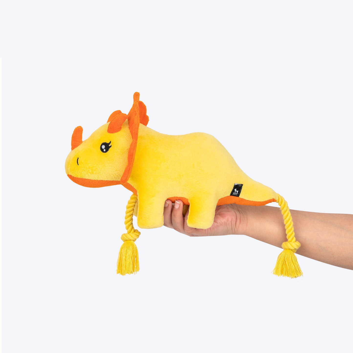HUFT Triceratoopsie Squeaky Plush Toy For Dog - Yellow - Heads Up For Tails