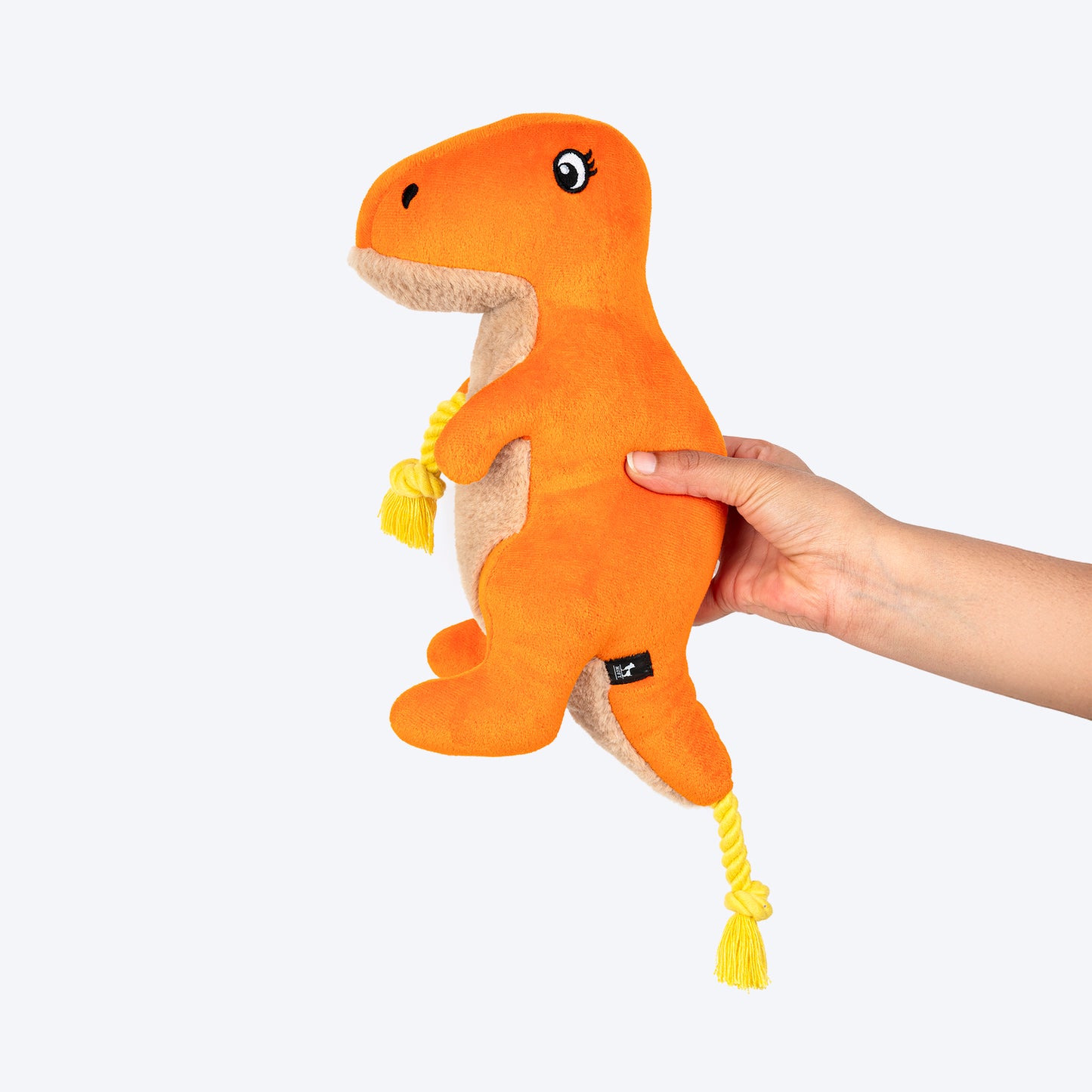 HUFT Plushosaurus Rex Squeaky Cuddle Plush Toy For Dog - Orange - Heads Up For Tails