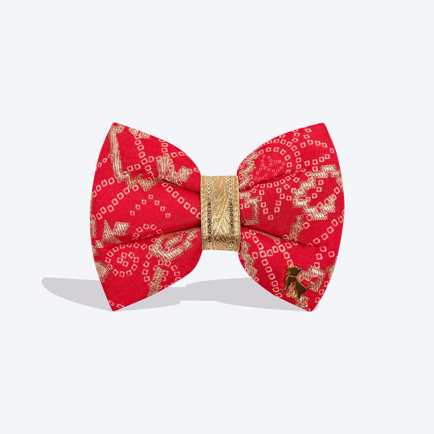 HUFT Bandhani Breeze Bow Tie For Dog - Scarlet Red - Heads Up For Tails