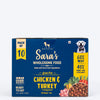 Sara's Wholesome Grain-Free Chicken and Turkey Dog Food, pack of 10 x 100g, made with human-grade ingredients.