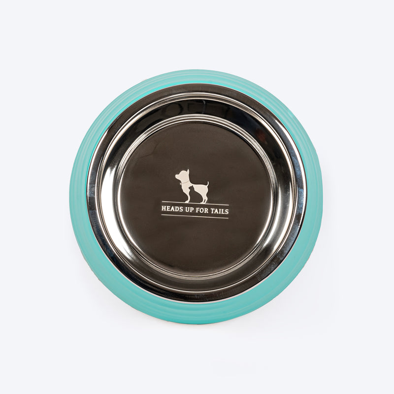 HUFT Waves Embossed Melamine Bowl For Dogs - Aqua - Heads Up For Tails