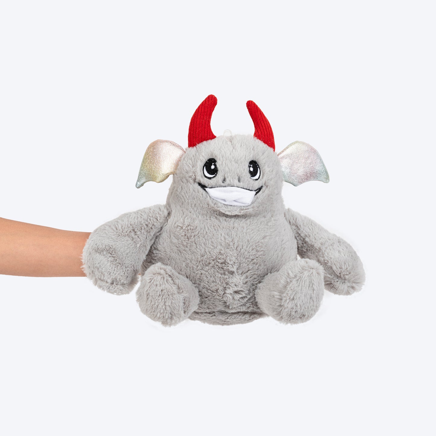 HUFT Aqua-Boo Squeaky Cuddle Plush Toy For Dog - Grey - Heads Up For Tails