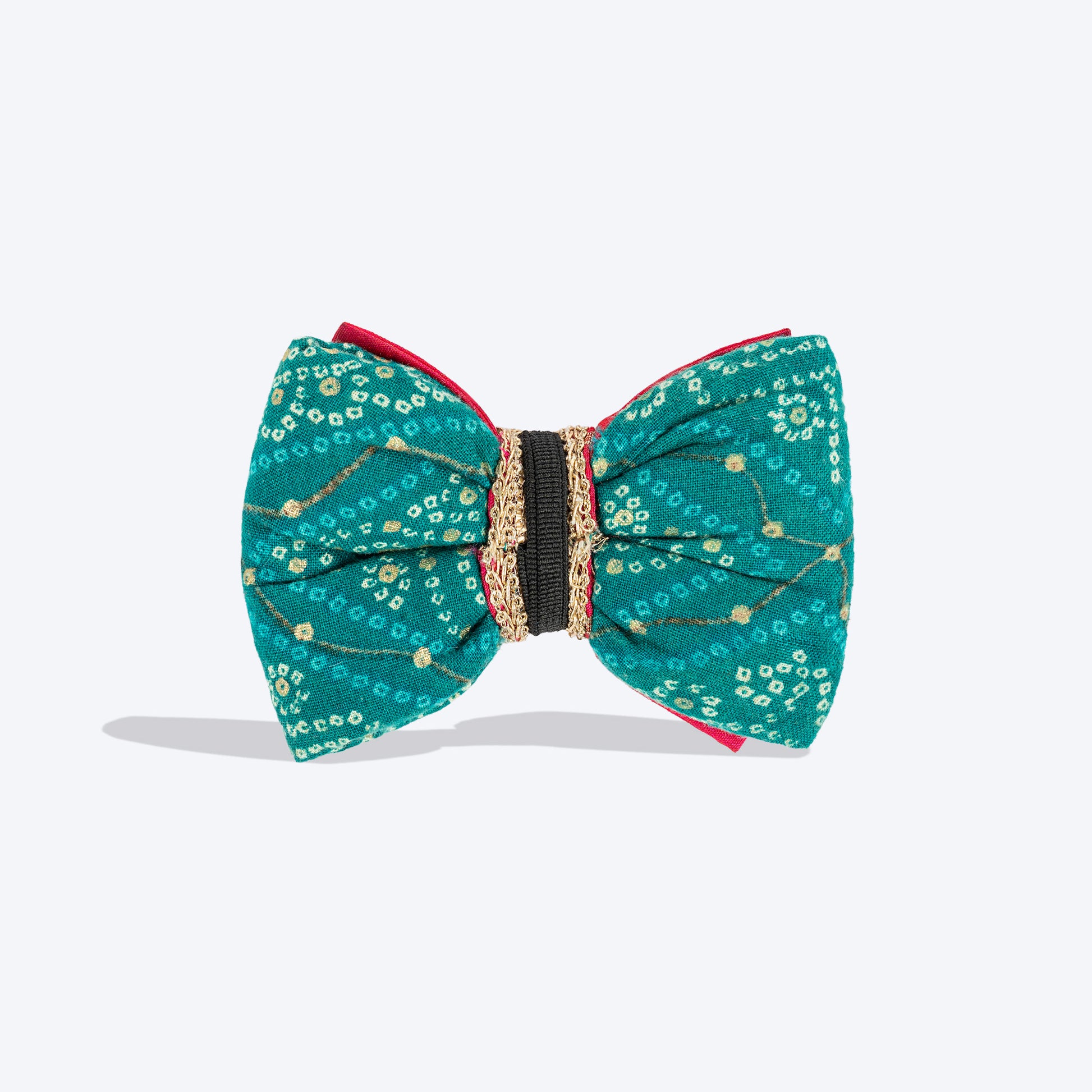 HUFT Desi Glam Bow Tie For Dog - Pink & Green - Heads Up For Tails