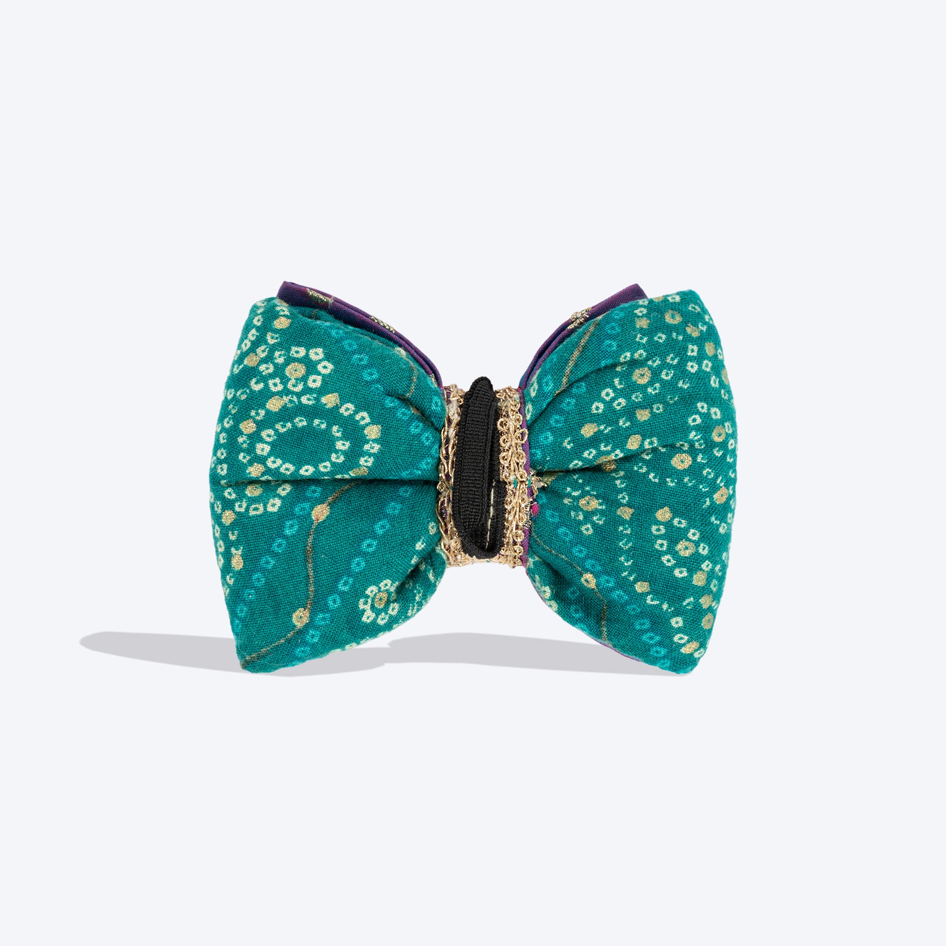 HUFT Desi Glam Bow Tie For Dog - Purple & Green - Heads Up For Tails