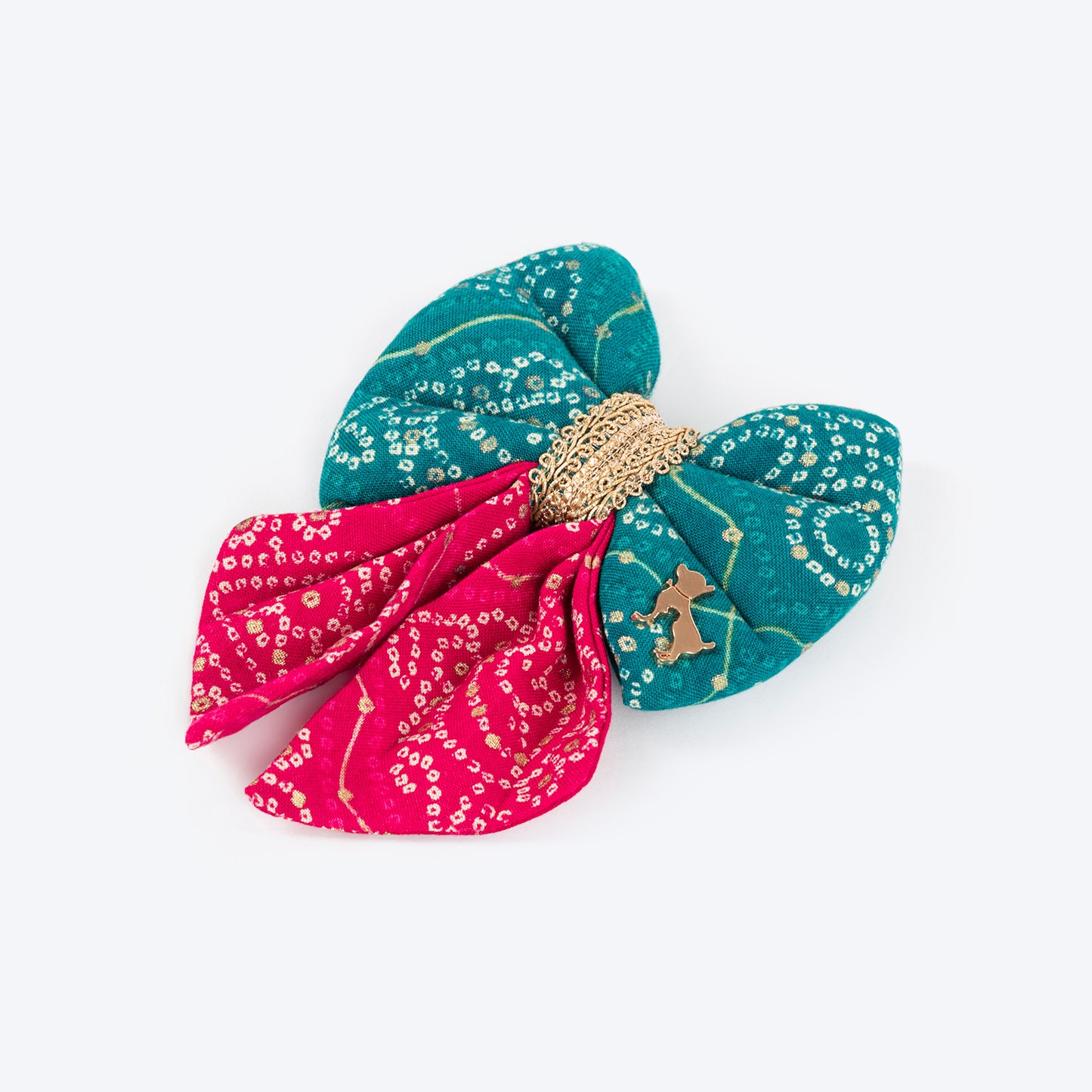 HUFT Rang Biranga Bow Tie For Dog - Green & Pink