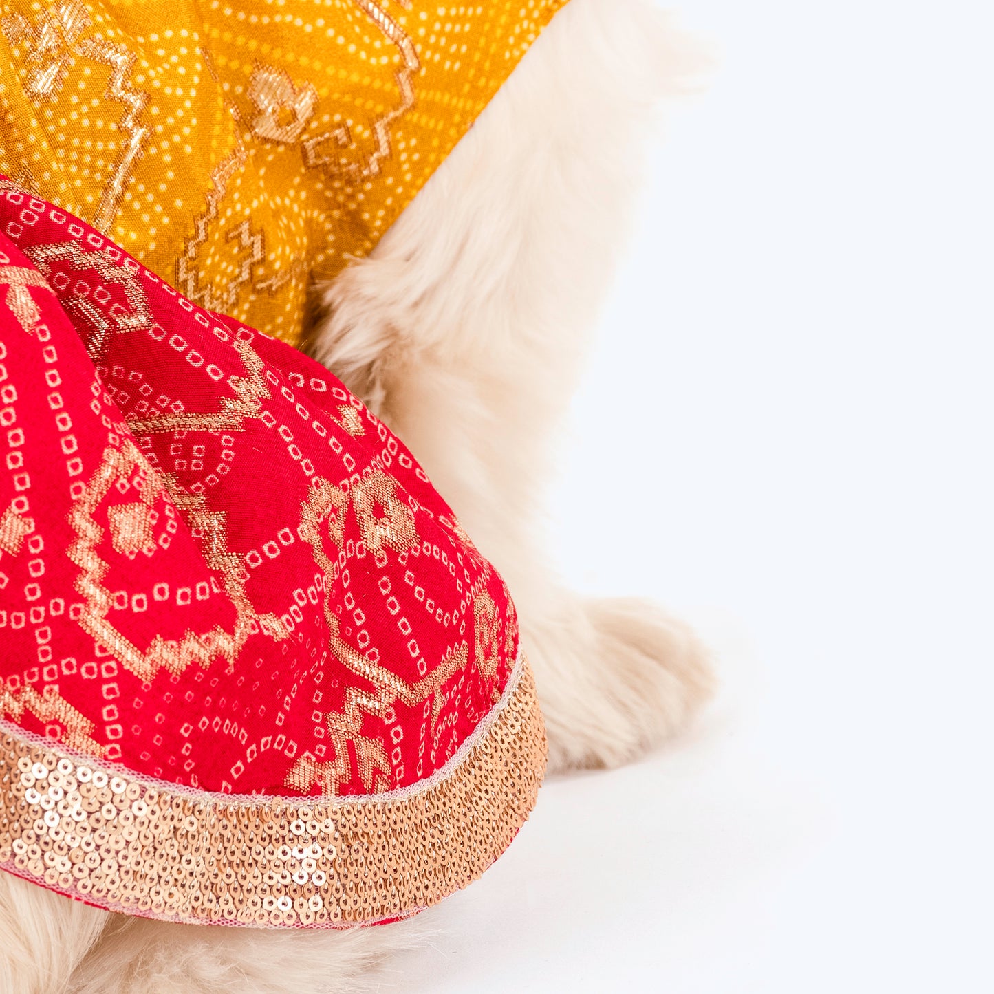 HUFT Personalised Dog Lehenga - Yellow & Red - Heads Up For Tails