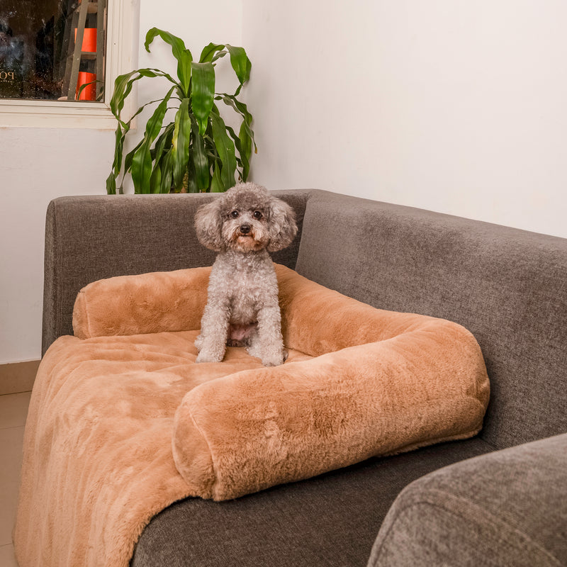 HUFT Fluffy Dreams Sofa Protector For Dogs - Brown (Made To Order) - Heads Up For Tails