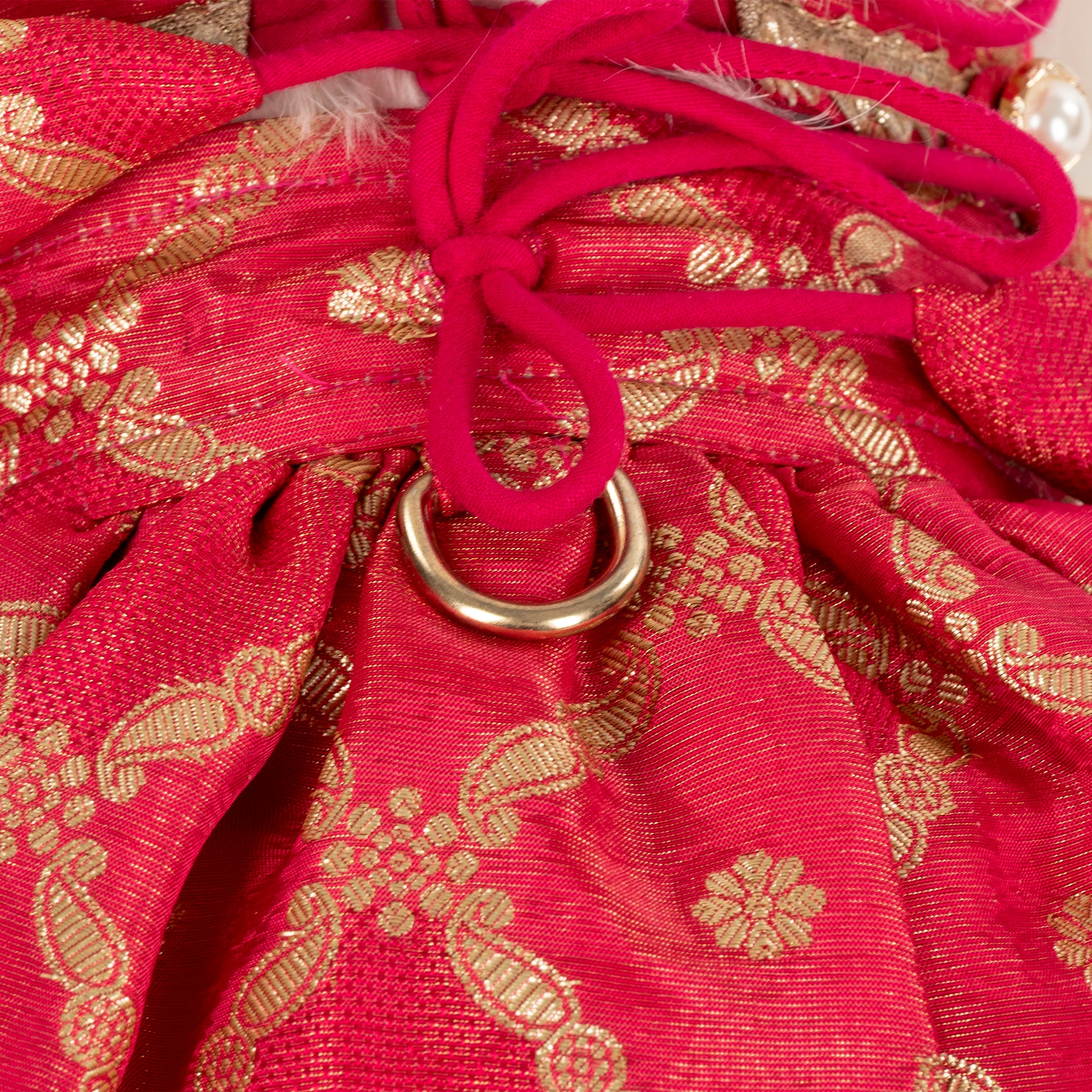 HUFT Customised Gulabi Zari Paws Brocade Lehenga Choli Set For Dog - Pink (As requested by Arpita) - Heads Up For Tails