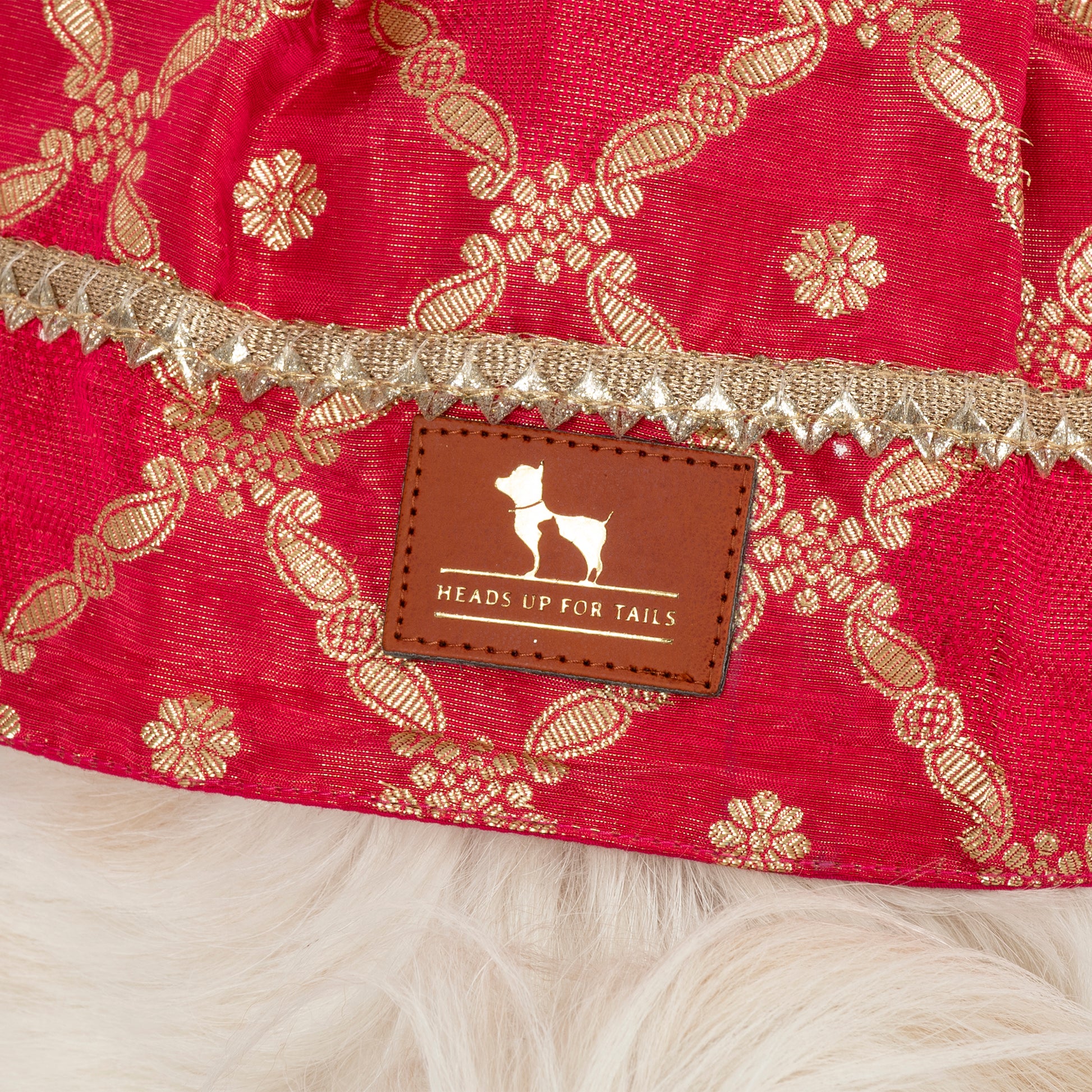 HUFT Customised Gulabi Zari Paws Brocade Lehenga Choli Set For Dog - Pink (As requested by Arpita) - Heads Up For Tails