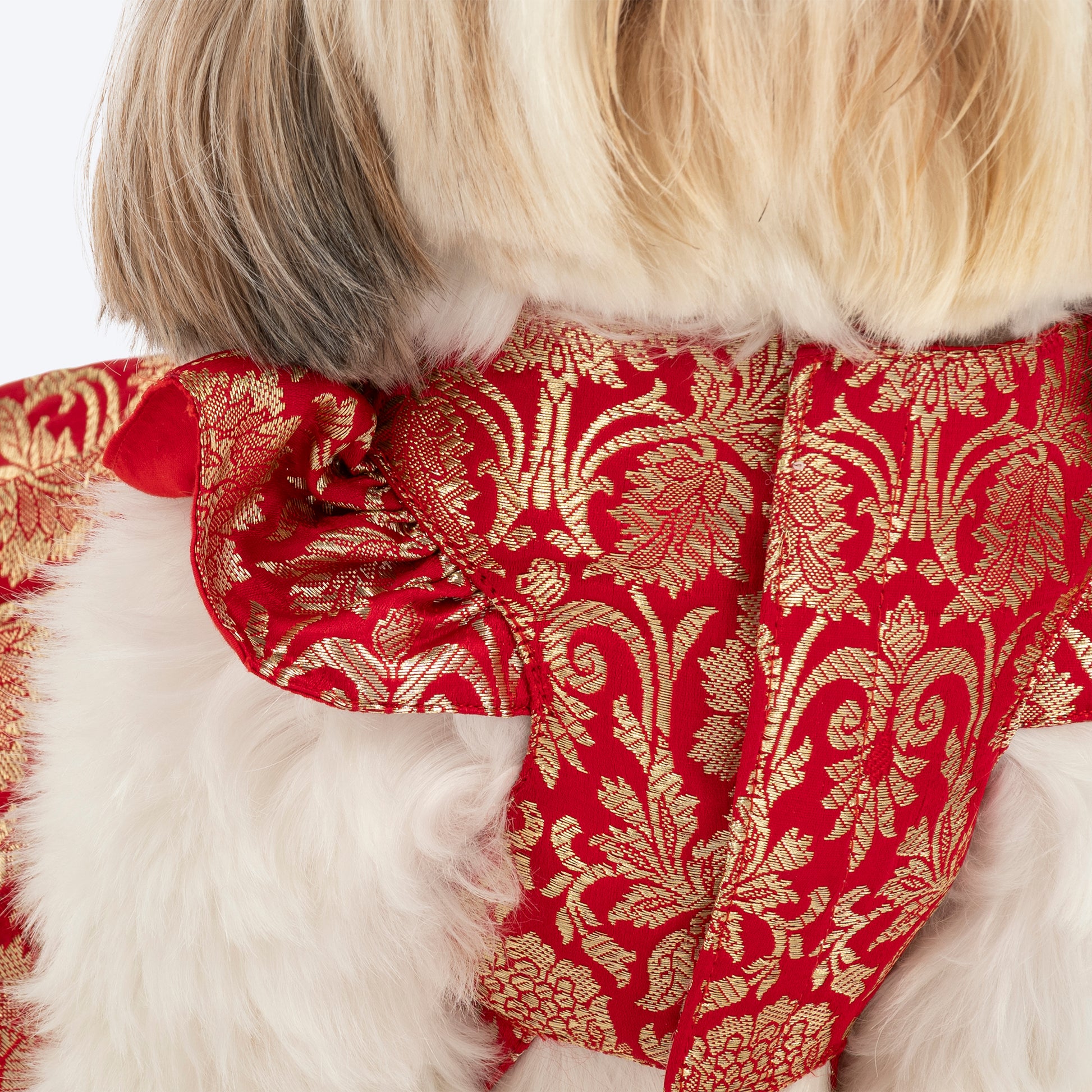 HUFT Customised Sona Sitara Brocade Lehenga Dress For Dog & Cat - Red - Heads Up For Tails