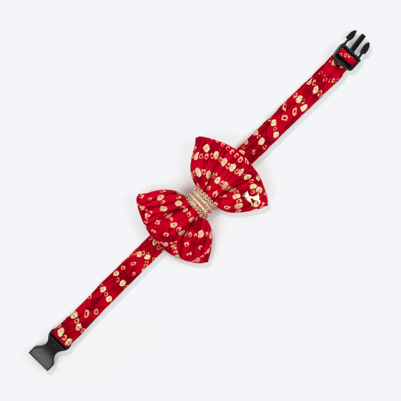 HUFT Super Sitara Bow Tie With Strap For Dog - Red - Heads Up For Tails