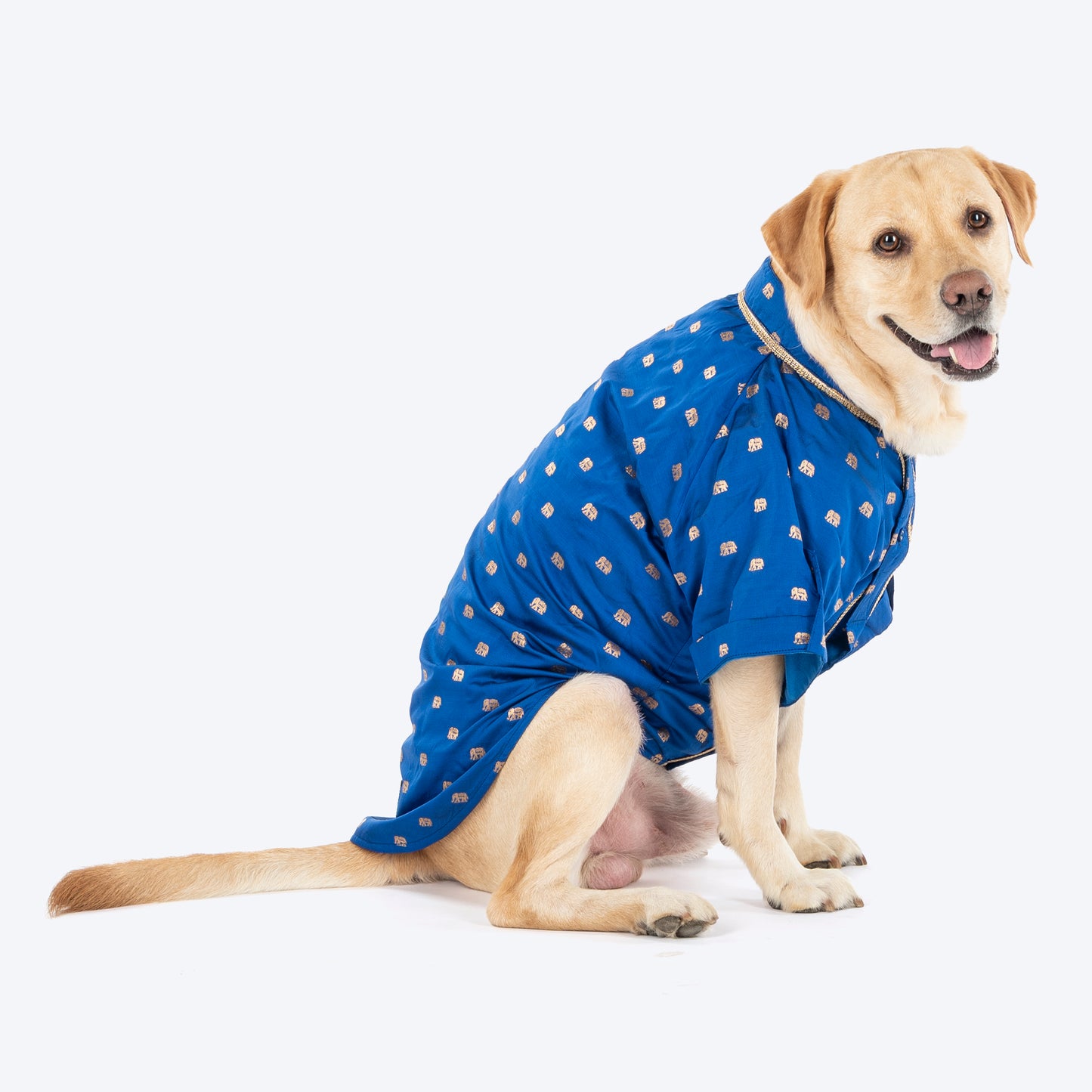 HUFT Royal Elephant Brocade Kurta For Dog - Navy Blue