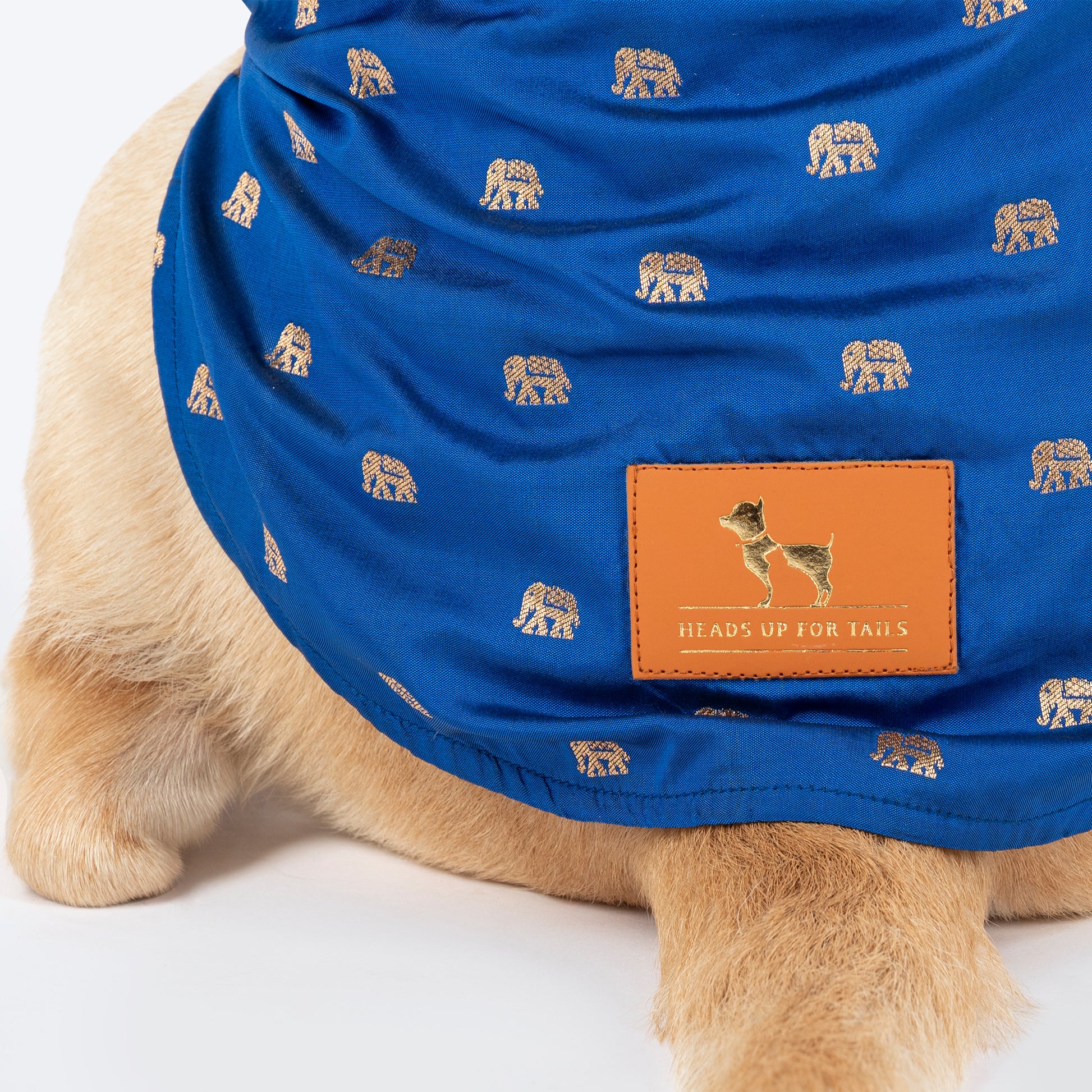 HUFT Royal Elephant Brocade Kurta For Dog - Navy Blue - Heads Up For Tails