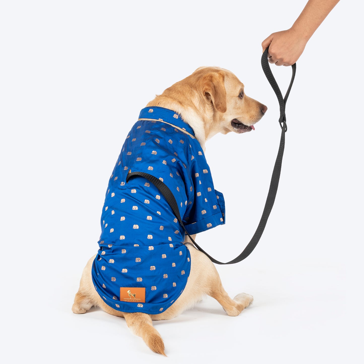 HUFT Royal Elephant Brocade Kurta For Dog - Navy Blue