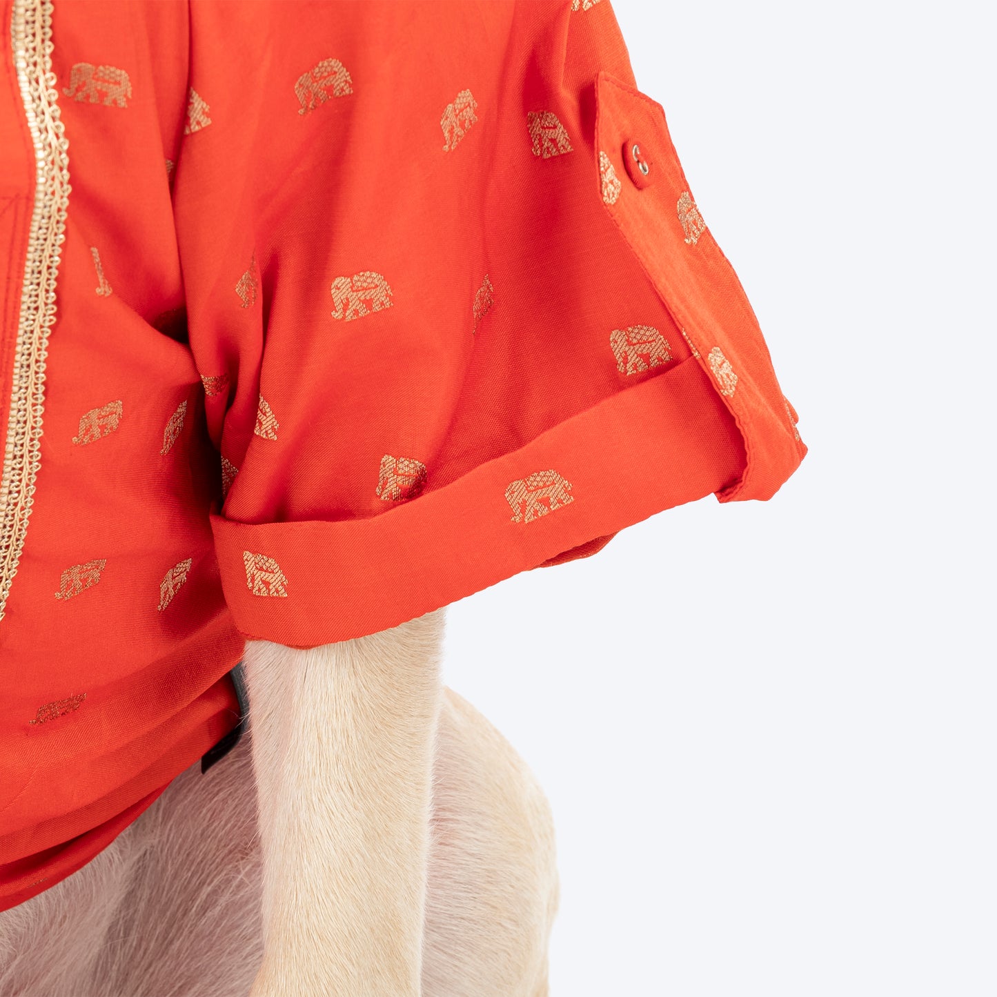 HUFT Royal Elephant Brocade Kurta For Dog - Orange - Heads Up For Tails